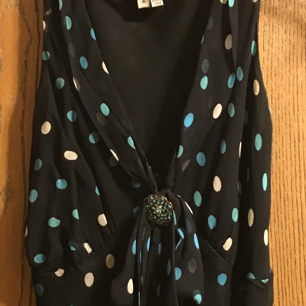 I.C.E. Black sheer poker dot dress Super cute SZ 6